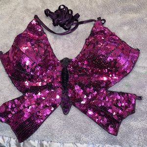 beautiful butterfly rhinestone top with strings included